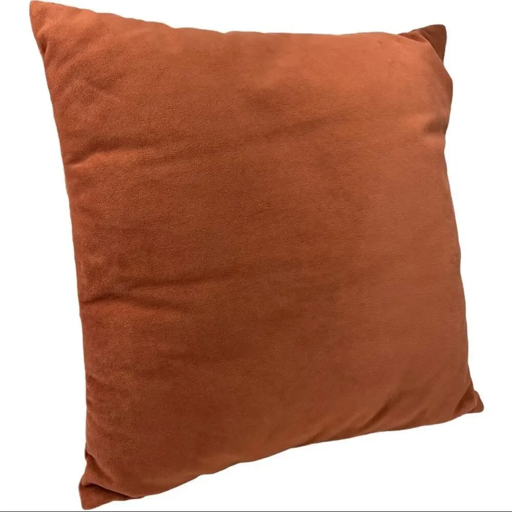 Decorative Cushion Velvet  Burnt Orange Textured Throw Pillow
